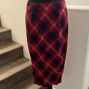 Free People Plaid Pencil Skirt in Red and Blue